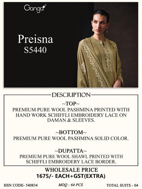 Ganga preisna 5440 bandini dress material wholesale